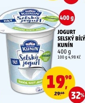 Bílý jogurt selský Mlékárna Kunín
