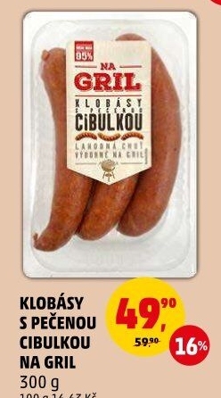 Klobása s pečenou cibulkou Na gril Penny