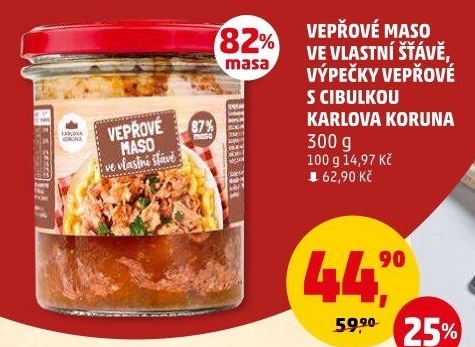 Maso vepřové ve vlastní šťávě ve sklenici Karlova Koruna