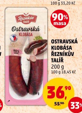 Ostravská klobása Řezníkův talíř