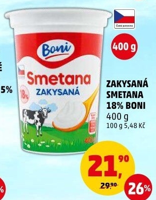 Smetana zakysaná Boni 18%