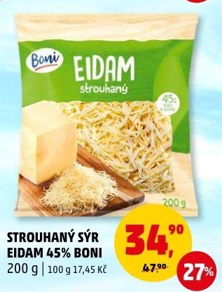 Sýr Eidam 45% strouhaný Boni