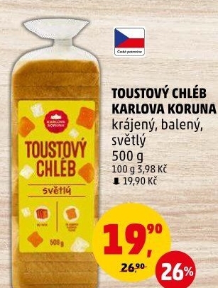 Toustový chléb Karlova Koruna
