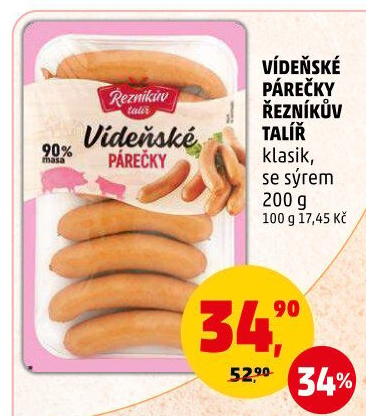 Vídeňské párečky Řezníkův talíř