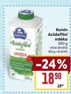 Acidofilní mléko Mlékárna Kunín