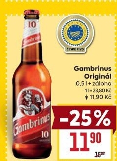 Pivo světlé výčepní Originál 10° Gambrinus
