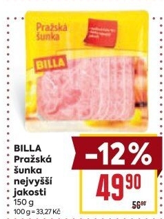 Šunka pražská nejvyšší jakosti Billa