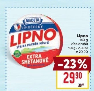 Tavený sýr Jihočeské Lipno Madeta
