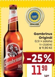Pivo světlé výčepní Originál 10° Gambrinus