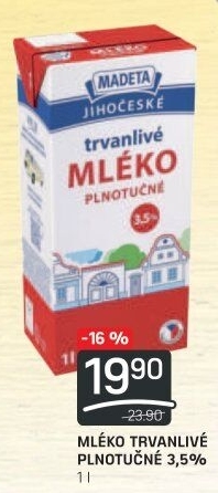 Mléko trvanlivé Jihočeské Madeta - 3,5% plnotučné