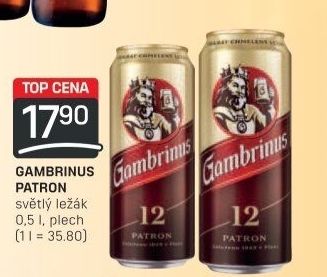 Pivo světlý ležák 12° Patron Gambrinus
