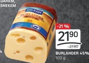 Sýr Burlander 45% Milram