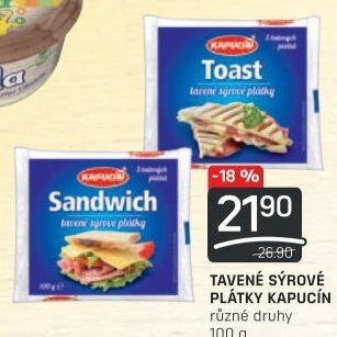 Sýr tavený plátky Kapucín