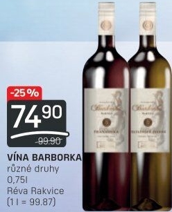 Vína Vinařství Barborka
