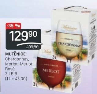 Víno Chardonnay Vinařství Mutěnice - bag in box