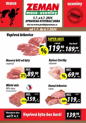 akční leták ZEMAN maso - uzeniny 1.7.2024-6.7.2024