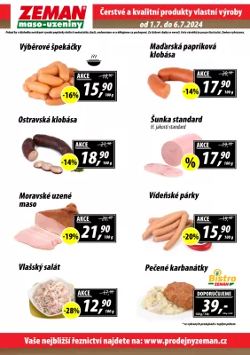akční leták ZEMAN maso - uzeniny 1.7.2024-6.7.2024
