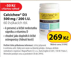 Doplněk stravy žvýkací tablety Calcichew D3