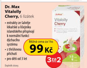 Dr. Max Vitalolly Cherry s lišejníkem, šalvějí a vitaminem C 6 lízátek