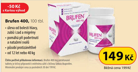 Tablety proti bolesti Brufen 400 Mylan