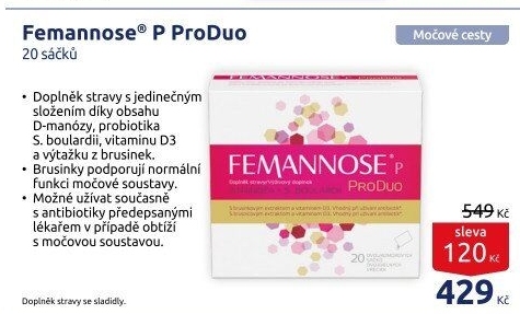 Doplněk stravy na močové cesty Femannose P ProDuo