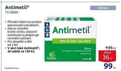 Doplněk stravy proti nevolnosti Antimetil