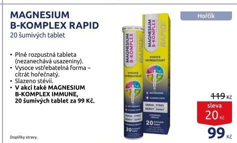 Šumivé tablety Magnesium B-komplex Rapid Glenmark
