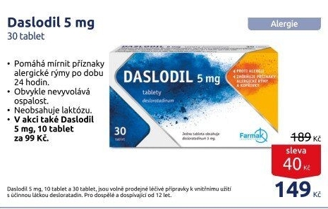 Tablety proti alergické rýmě Daslodil