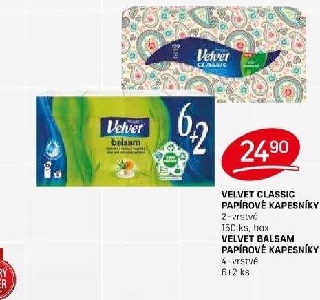 Papírové kapesníčky 2vrstvé Velvet - box
