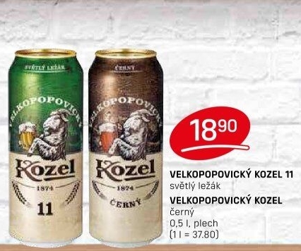 Pivo světlý ležák 11° Medium Velkopopovický Kozel