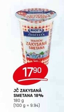 Smetana zakysaná Jihočeská Madeta 18%