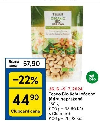 Kešu bio Tesco Organic