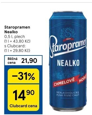 Nealkoholické pivo Staropramen