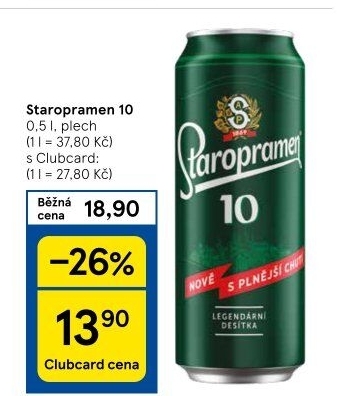 Pivo světlé výčepní 10° Staropramen