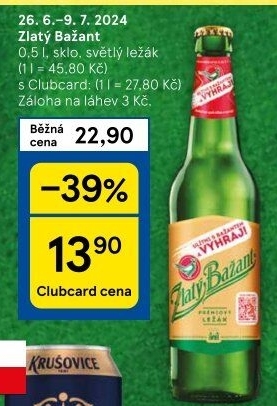 Pivo světlý ležák 12° Zlatý Bažant