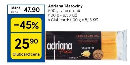 Těstoviny semolinové Adriana
