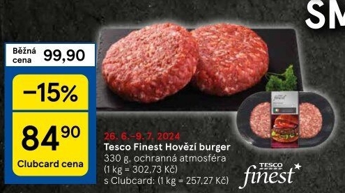 Hovězí hamburger Tesco Finest