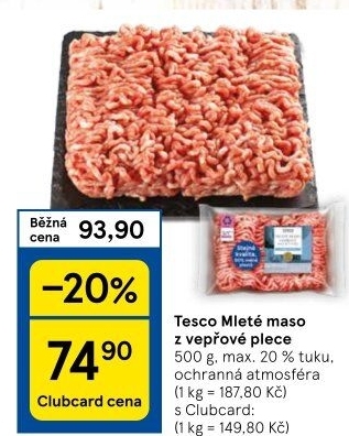 Maso mleté vepřové z plece Tesco