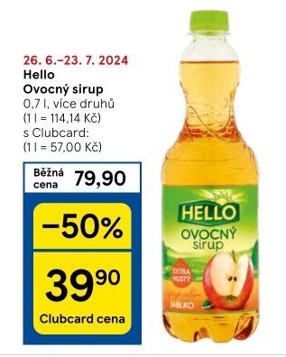 Sirup ovocný Hello