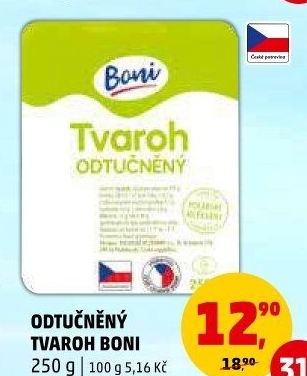 Tvaroh měkký odtučněný Boni