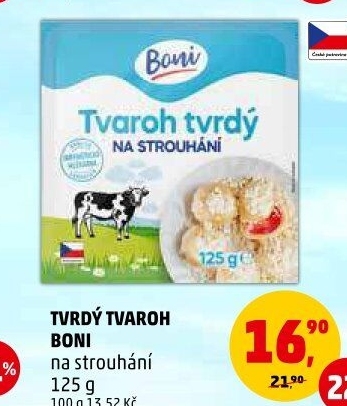 Tvaroh tvrdý na strouhání Boni