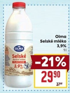 Mléko čerstvé selské Olma - 3,9% plnotučné