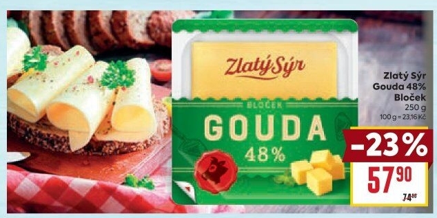 Sýr Gouda 48% Zlatý sýr Milkpol
