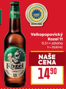 Pivo světlý ležák 11° Medium Velkopopovický Kozel