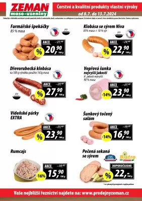 akční leták ZEMAN maso - uzeniny 8.7.2024-13.7.2024