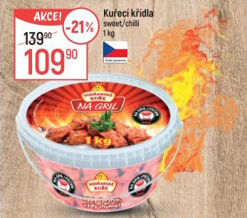 Kuřecí křídla na gril sweet chilli Vodňanské kuře
