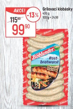 Vepřové grilovací klobásky Böklunder