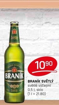 Pivo světlé výčepní 10° Braník