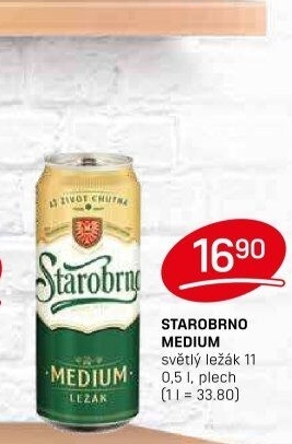 Pivo světlý ležák 11° Medium Starobrno