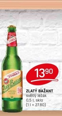 Pivo světlý ležák 12° Zlatý Bažant